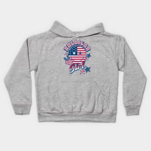 American Girl American Flag Retro Smiley Face Kids Hoodie